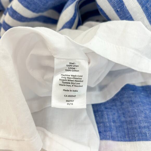 Talbots Blue White Striped Linen A-Line Midi Skirt Size 16 Cotton Lined EUC - Picture 5 of 6